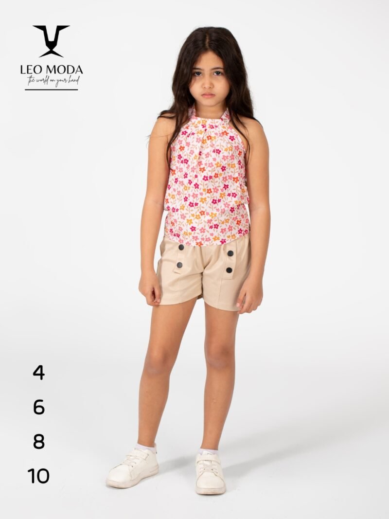 Summer children's T-shirt and shorts set - BEIGE