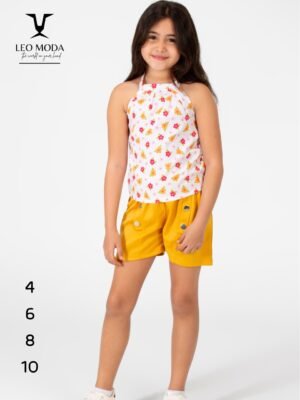 Summer children's T-shirt and shorts set - YELLOW