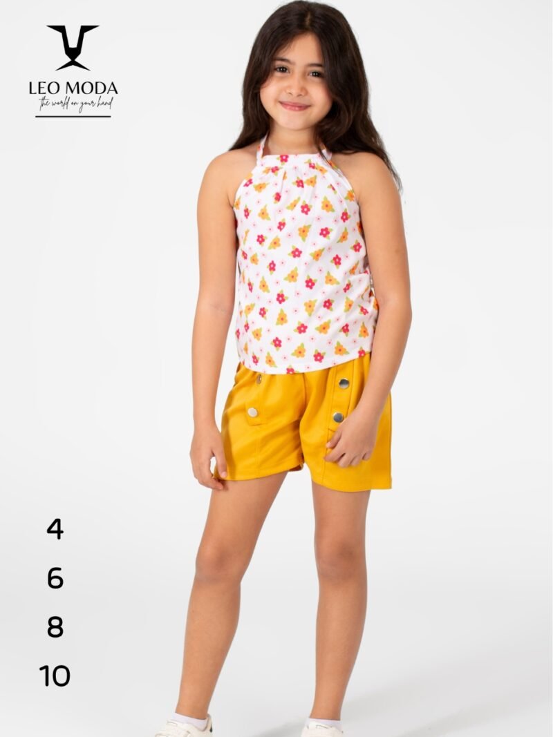 Summer children's T-shirt and shorts set - YELLOW