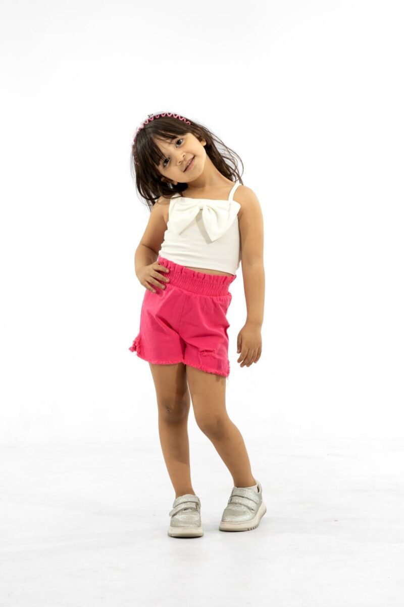 Summer children's T-shirt and shorts set - WHITE