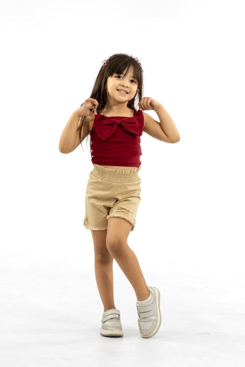 Summer children's T-shirt and shorts set - BURGUNDY